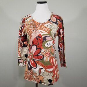 New Embellished knit top 3/4 sleeve Floral Sequin Beads